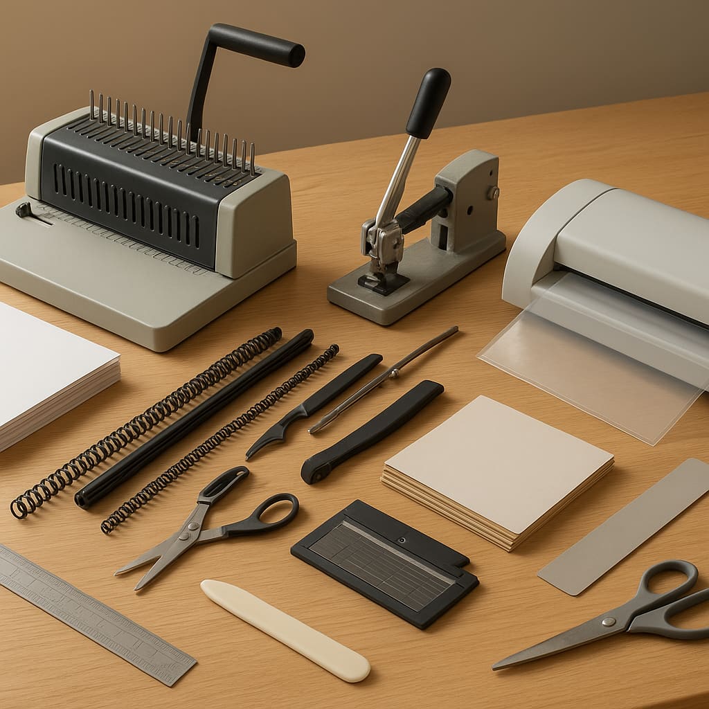 Arbeitsplatz für Binden und Laminieren